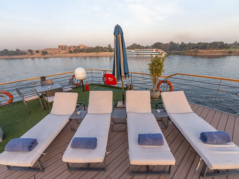 Sun deck of the Royal Signature Nile Cruise Nile cruise